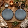 Kunhar Ceramic Quarter Plates Set of 2, 7 Inch | Ocean Teal Reactive Glaze with Brown Rim | Premium Glazed Stoneware | Microwave & Dishwasher Safe