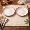 Kunhar Ceramic Quarter Plates Set of 2, 7 Inch | Rustic Ivory Speckled Finish | Premium Glazed Stoneware | Microwave & Dishwasher Safe | Side Plates for Snacks, Starters, Dessert & Breakfast