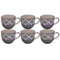 Kunhar Ceramic Tea Cup - 150 Ml, 6 Pieces, Grey