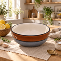 KunhaR Ceramic Serving Bowl, 600 ml, Brown Grey, Multipurpose Bowl for Mixing, Serving, Salad, Pasta & Snacks, 1 Piece