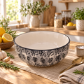 KunhaR Ceramic Serving Bowl, 600 ml, White Black, Multipurpose Bowl for Mixing, Serving, Salad, Pasta & Snacks, 1 Piece