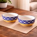 Kunhar Ceramic Mixing Bowls, Microwave Safe Bowl for Kitchen, Freezer & Dishwasher, Ideal for Snacks, Rice, Salad, and Noodles - 800 ML, 2 Pieces, Yellow Blue Chidi