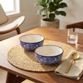 Kunhar Ceramic Mixing Bowls, Microwave Safe Bowl for Kitchen, Freezer & Dishwasher, Ideal for Snacks, Rice, Salad, and Noodles - 800 ML, 2 Pieces, Blue Luster