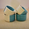 Kunhar Ceramic Sauce Holder - 56 ML, 4 Pieces, White Dusty Blue