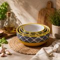 Kunhar Ceramic Mixing Bowl Set – 4 Pieces (1500ml, 800ml, 600ml, 400ml), Yellow Grey – Durable, Microwave & Dishwasher Safe – Ideal for Mixing, Serving & Storage