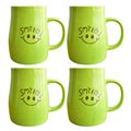 Kunhar Ceramic Coffee Mug, Ceramic Milk Mug - 4 Pieces, Green, 350 ml