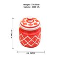 Kunhar Ceramic Jars (1000 ML) – Handcrafted Multipurpose Barni with Lid for Pickle, Chutney, Spices, Salt, Sugar – Kitchen Storage Containers, Red White