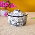 Kunhar Multipurpose Ceramic Donga – Black Luster | 270 ML Lidded Serving Donga | Microwave & Dishwasher Safe | Ideal for Gravy, Dal, Curry & More