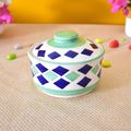 Kunhar Multipurpose Ceramic Donga – Fringy Flower | 270 ML Lidded Serving Donga | Microwave & Dishwasher Safe | Ideal for Gravy, Dal, Curry & More