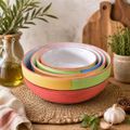 Kunhar Ceramic Mixing Bowl Set – 4 Pieces (1500ml, 800ml, 600ml, 400ml), Red Multi – Durable, Microwave & Dishwasher Safe – Ideal for Mixing, Serving & Storage