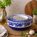 Kunhar Ceramic Mixing Bowl Set – 4 Pieces (1500ml, 800ml, 600ml, 400ml), Blue Vine – Durable, Microwave & Dishwasher Safe – Ideal for Mixing, Serving & Storage