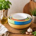 Kunhar Ceramic Mixing Bowl Set – 4 Pieces (1500ml, 800ml, 600ml, 400ml), Yellow – Durable, Microwave & Dishwasher Safe – Ideal for Mixing, Serving & Storage