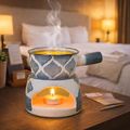 KunhaR Ceramic Aroma Diffuser and Oil Burner, Multi-Purpose Fondue for Essential Oils, Camphor and Wax Melts, Home Office Meditation Use (Grey)