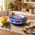 Oncilla Ceramic Mixing Bowl Set – 4 Pieces (1500ml, 800ml, 600ml, 400ml), Blue Vine – Durable, Microwave & Dishwasher Safe – Ideal for Mixing, Serving & Storage