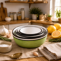 Oncilla Ceramic Mixing Bowl Set – 4 Pieces (1500ml, 800ml, 600ml, 400ml), Light Green – Durable, Microwave & Dishwasher Safe – Ideal for Mixing, Serving & Storage