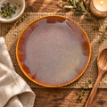 KunhaR Ceramic Dinner Plate, Mauve Brown with Amber Rim, Reactive Speckled Glaze, Premium Stoneware Serving Plate, 10 Inch, Pack of 1