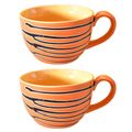 Kunhar Ceramic Soup Mug - Burning Orange, 2 Piece, 350 ML