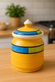 Kunhar Ceramic Jars (600ML) – Handcrafted Multipurpose Barni with Lid for Pickle, Chutney, Spices, Salt, Sugar – Kitchen Storage Containers, Yellow