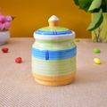 Kunhar Ceramic Jars (600ML) – Handcrafted Multipurpose Barni with Lid for Pickle, Chutney, Spices, Salt, Sugar – Kitchen Storage Containers, Green Yellow