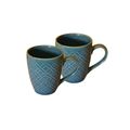 Kunhar Ceramic Milk Mugs, Muted Blues - 2 Pieces, Blue Bayoux, 300ml