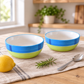 KunhaR Ceramic Serving Bowls, 400 ml Each, Set of 2, Green, Small Bowls for Soup, Rice, Curry, Snacks and Desserts