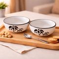 Kunhar Goat Ceramic Serving Bowls (Coconut White, 400 Ml)-2 Pieces,11.4 cm,H_5 cm,W_11.4 cm