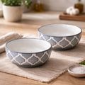 Kunhar Ceramic Serving Bowls (Grey, 400 ml) - 2 Pieces