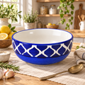 KunhaR Ceramic Serving Bowl, 600 ml, Blue Umrao, Multipurpose Bowl for Mixing, Serving, Salad, Pasta & Snacks, 1 Piece