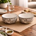 Kunhar Ceramic Mixing Bowls, Microwave Safe Bowl for Kitchen, Freezer & Dishwasher, Ideal for Snacks, Rice, Salad, and Noodles - 600 ML, 2 Pieces, Black Luster