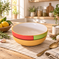 KunhaR Ceramic Serving Bowl 800 ml, Yellow Multi | Medium Ceramic Bowl for Salad, Pasta, Noodles, Fruits, Curry & Snacks | Premium Tableware for Kitchen & Dining | 1 Piece