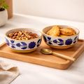 Kunhar Ceramic Mixing Bowls, Microwave Safe Bowl for Kitchen, Freezer & Dishwasher, Ideal for Snacks, Rice, Salad, and Noodles - 800 ML, 2 Pieces, Yellow Blue Flower