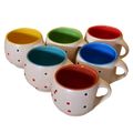 Kunhar Ceramic Multicolor Tea Cups - 6 Pieces, Multicolor, 125ml