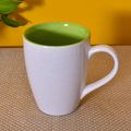 Kunhar Ceramic Milk Mug, Coffee Mug - 1 Piece, White Light Olive Green, 350ml