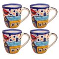 Kunhar Ceramic Hut Painting Coffee Mugs, Milk Mug - 220 Ml, 4 Pieces, Multicolor