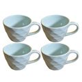 Kunhar Ceramic Diamond Shape Milk Mug, Coffee Mug, Soup Mug - 4 Pieces, Cloudy Blue, 250ml