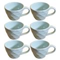 Kunhar Ceramic Diamond Shape Milk Mug, Coffee Mug, Soup Mug - 6 Pieces, Cloudy Blue, 250ml
