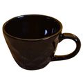 Kunhar Ceramic Diamond Shape Milk Mug, Coffee Mug, Soup Mug - 4 Pieces, Black, 250ml