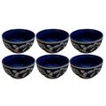 Kunhar Ceramic Blue Mugal Painted Dessert Bowls - 150 Ml, 6 Pieces, Blue Mugal