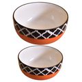 Kunhar Ceramic Mixing Bowls - 1500 ML and 800 ML, 2 Pieces, Red Chidi