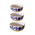 Kunhar Ceramic Mixing Bowls - 750 ML, 500 ML and 300 ML, 3 Pieces, Yellow Blue