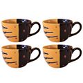 Kunhar Ceramic Soup Mug - Tiger Eye Black, 4 Piece, 350 ML