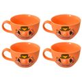 Kunhar Ceramic Soup Mug - Orange, 4 Piece, 350 ML