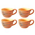 Kunhar Ceramic Soup Mug - Burning Orange, 4 Piece, 350 ML