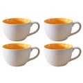 Kunhar Ceramic Soup Mug - White Yellow, 4 Piece, 350 ML