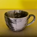 Kunhar Ceramic Soup Mug - Marble Black, 4 Piece, 350 ML