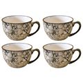 Kunhar Ceramic Soup Mug - Black Luster, 4 Piece, 350 ML