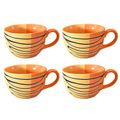 Kunhar Ceramic Soup Mug - Orange Yellow, 4 Piece, 350 ML