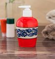 KunhaR Ceramic Long-Lasting Liquid Handwash Soap Dispenser for Bathroom | Handwash Bottle for Kitchen | Soap Dispenser for Wash Basin | Bathroom Accessories | 300 ml, Red Blue Vine