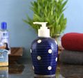 KunhaR Ceramic Long-Lasting Liquid Handwash Soap Dispenser for Bathroom | Handwash Bottle for Kitchen | Soap Dispenser for Wash Basin | Bathroom Accessories | 300 ml, Blue Dot