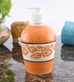 KunhaR Ceramic Long-Lasting Liquid Handwash Soap Dispenser for Bathroom | Handwash Bottle for Kitchen | Soap Dispenser for Wash Basin | Bathroom Accessories | 300 ml, Orange Vine, 2 Pieces